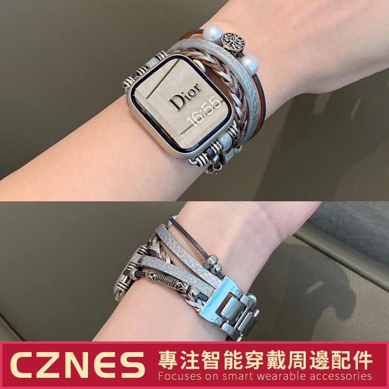 【現貨】Apple Watch 民族風 手鐲錶帶 SE/S9/S8/S7 iwatch全系列 女士錶帶 41/45mm