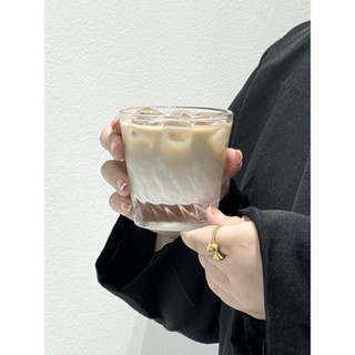 LIGHT HOME法式ins復古咖啡玻璃杯早餐牛奶杯透明復古旋紋杯拉花咖啡杯奶茶#預購#要開超取請聊聊我
