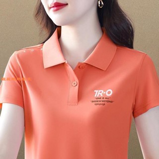 靚麗媽媽服裝 短袖t恤 女新款polo衫 夏季棉質運動翻領上衣大碼中年人媽媽裝