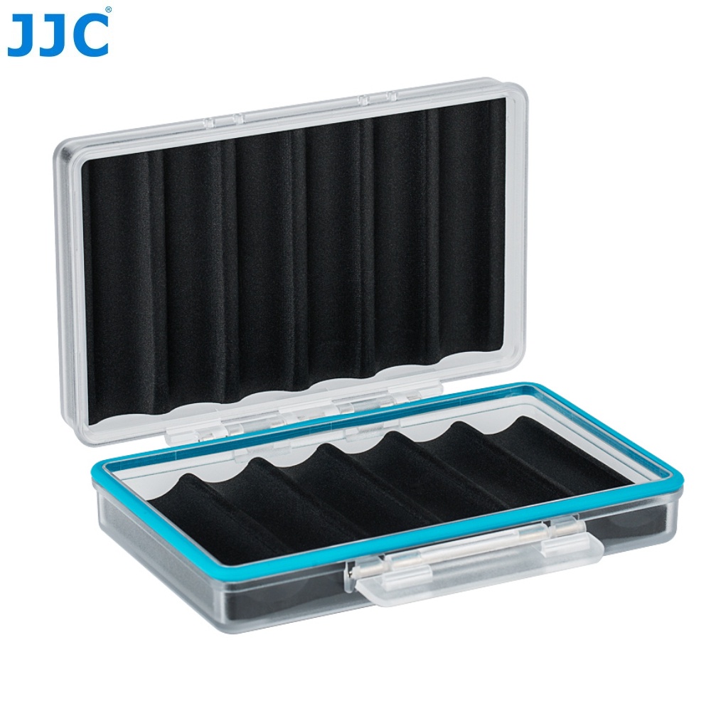 JJC 18650電池收納盒贈登山扣 6個裝防短路閃光燈電池保護盒 訂製成型海綿墊防震防撞矽膠密封圈防潮防水電池盒