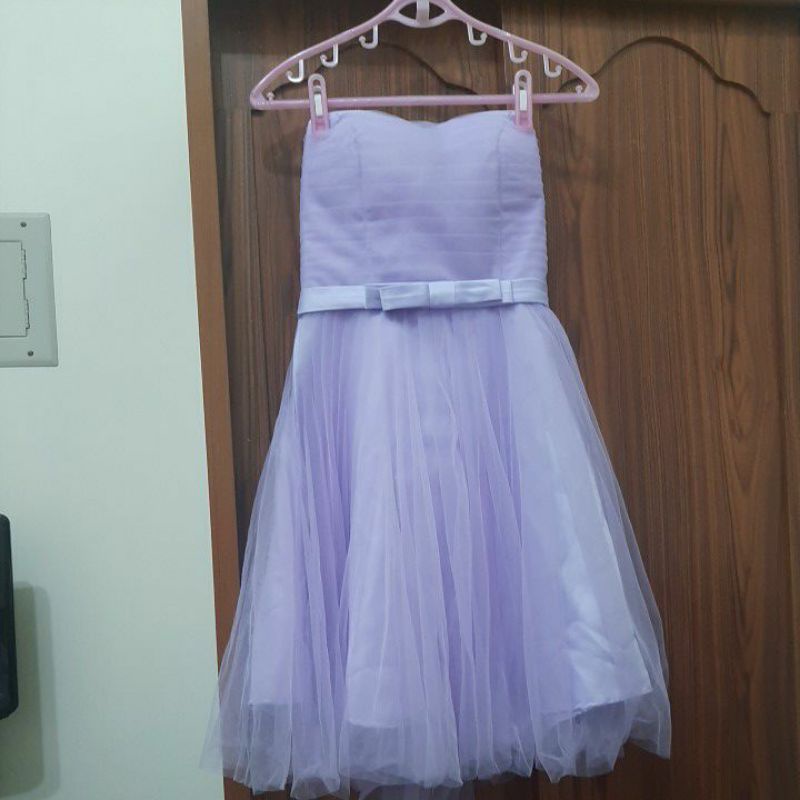 粉紫羅蘭可愛短版小禮服
