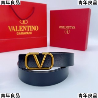 Valentino皮帶 女士皮帶 女士腰帶 女士皮帶復古牛皮字母平滑扣時尚簡約青少年褲腰帶女