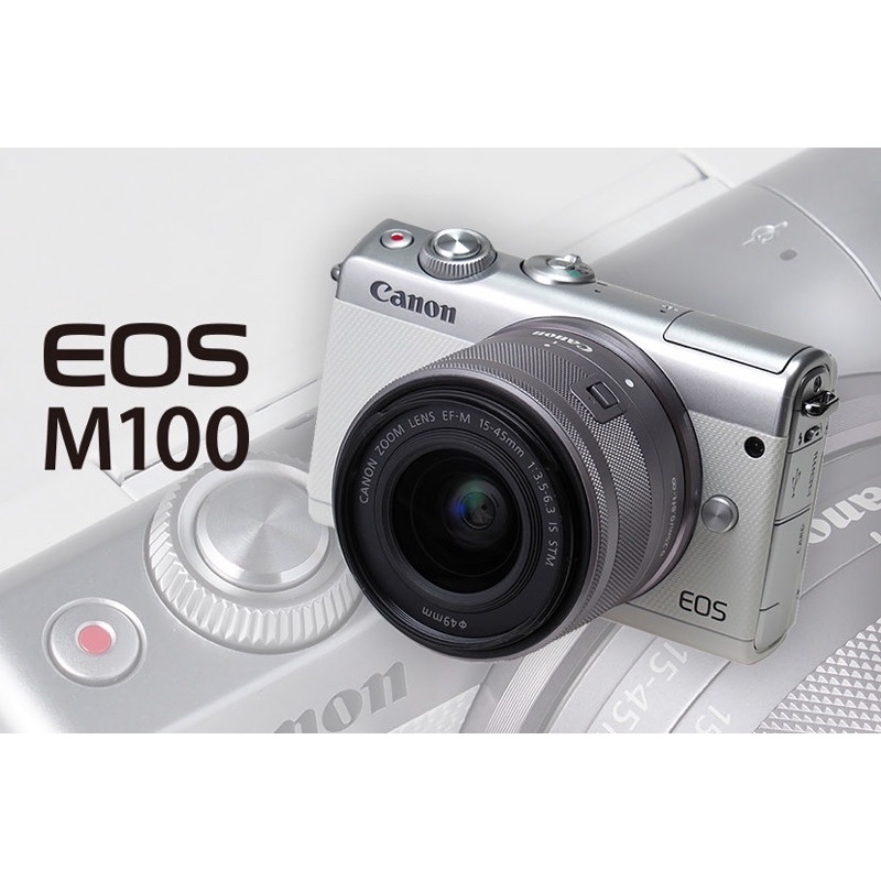 【二手壞機】新手款相機 佳能Canon M100 有機身+原配鏡頭+兩個電池+充電器+相機掛帶 壞無法對焦