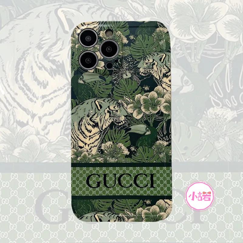 YIMOY✨潮牌 Gucci 古馳 老虎森林 花朵適用 iPhone 13 12 11 pro Max 蘋果手機殼 全包