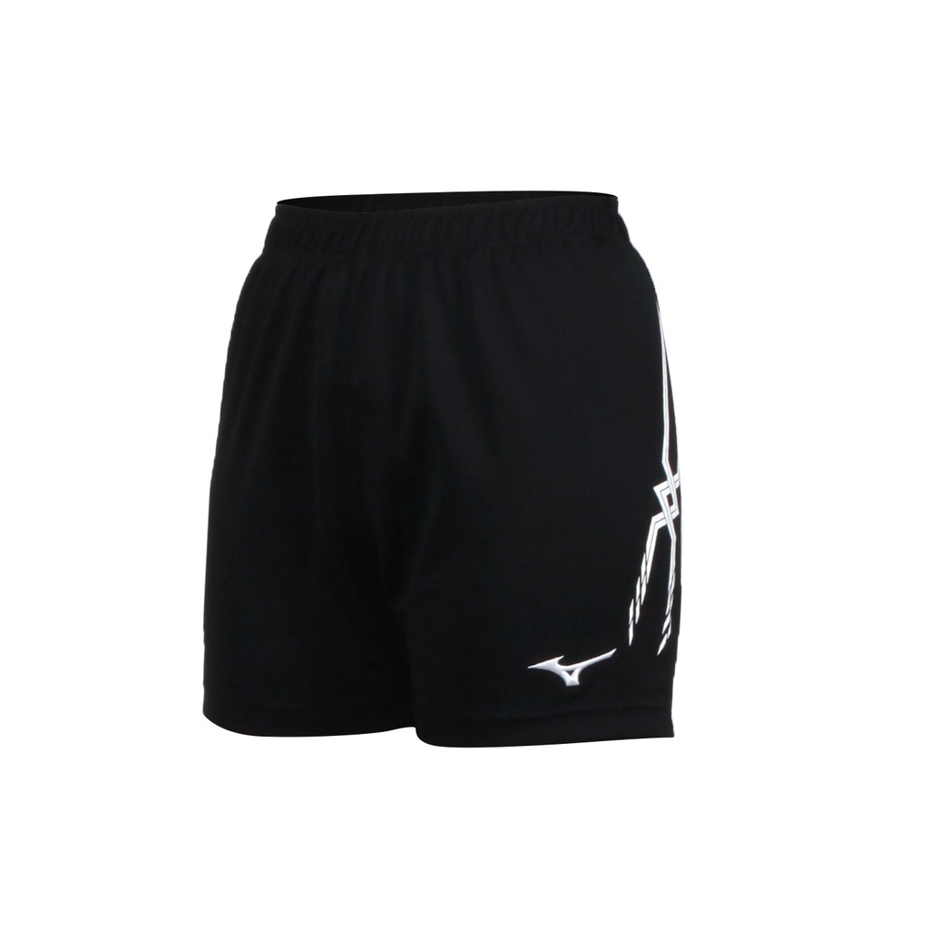 MIZUNO 女排球短褲( 台灣製 針織 運動 訓練 三分褲 美津濃「V2TB2C1409」 黑白