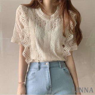 LINNA大尺碼襯衫 韓國Chic法式小眾蕾絲衫女夏潮大碼胖mm復古花邊鏤空顯瘦短袖上衣