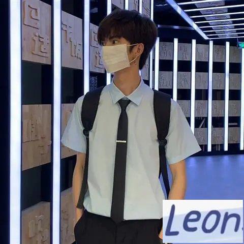 【Leon】大尺碼襯衫男 夏季日系dk制服白襯衫男生長袖尖領寬松休閑短袖襯衫大碼學院風