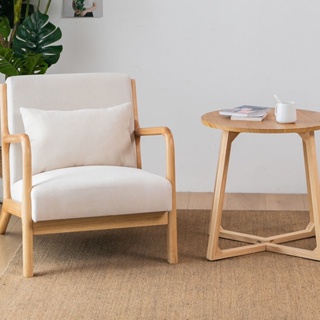 特價促銷 北歐實木布藝單椅小型懶人椅陽臺椅子北歐單人臥室休閑房間沙發椅