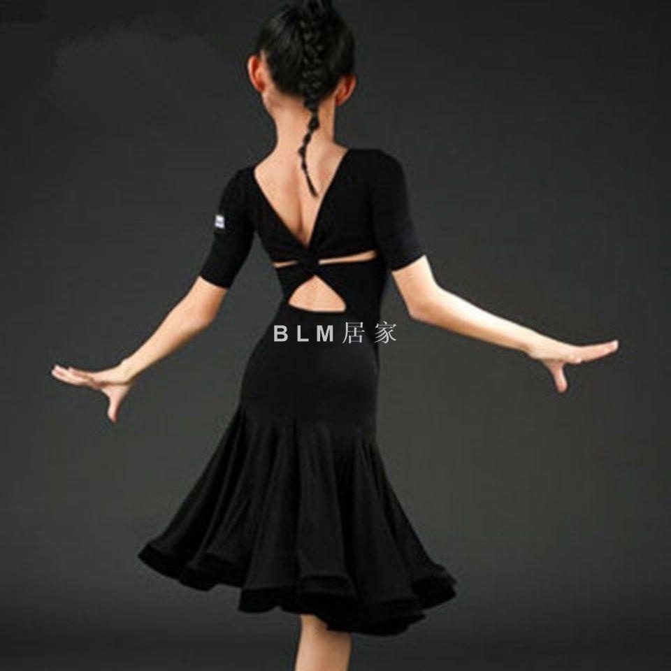 BLM現貨 國標舞衣 拉丁舞比賽規定服大擺女童新款藝考女兒童考級舞蹈服專業49