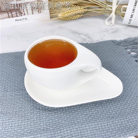 快速出貨酒店餐廳簡約純白創意歐式陶瓷歪形咖啡杯碟送勺小奢華下午茶茶杯