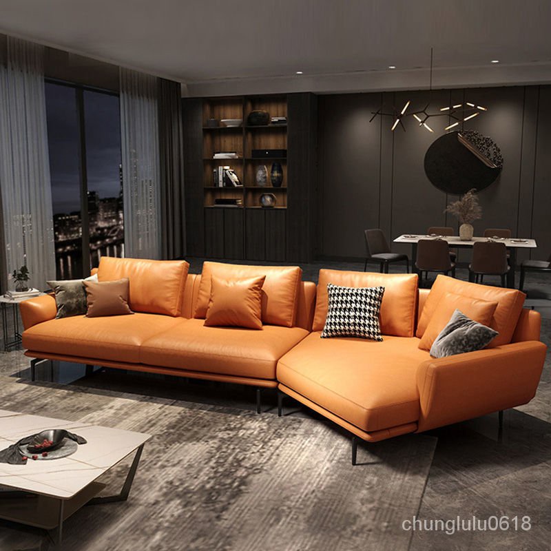 【熱賣】意式沙發組閤小戶型客廳現代簡約小戶型L型傢具沙發北歐輕奢