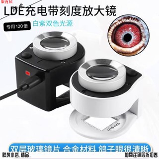 優選｜DJ好用高品帶刻度放大鏡120倍手持目鏡顯微鏡照布鏡印刷帶LD燈充電鴿眼｜h1p700聚寶
