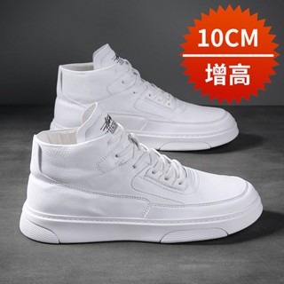 🔥2023新款新品🔥3時間豹鞋類💝2023夏季新款內增高男鞋10cm男士休閑透氣真皮小白鞋男青少年板鞋