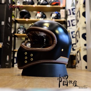 【帽牧屋】臺灣 飛喬 FETURE SIMON 賽門 全罩安全帽 山車帽 復古 內藏鏡片 皮革邊條 眼鏡溝 亞光曜石黑