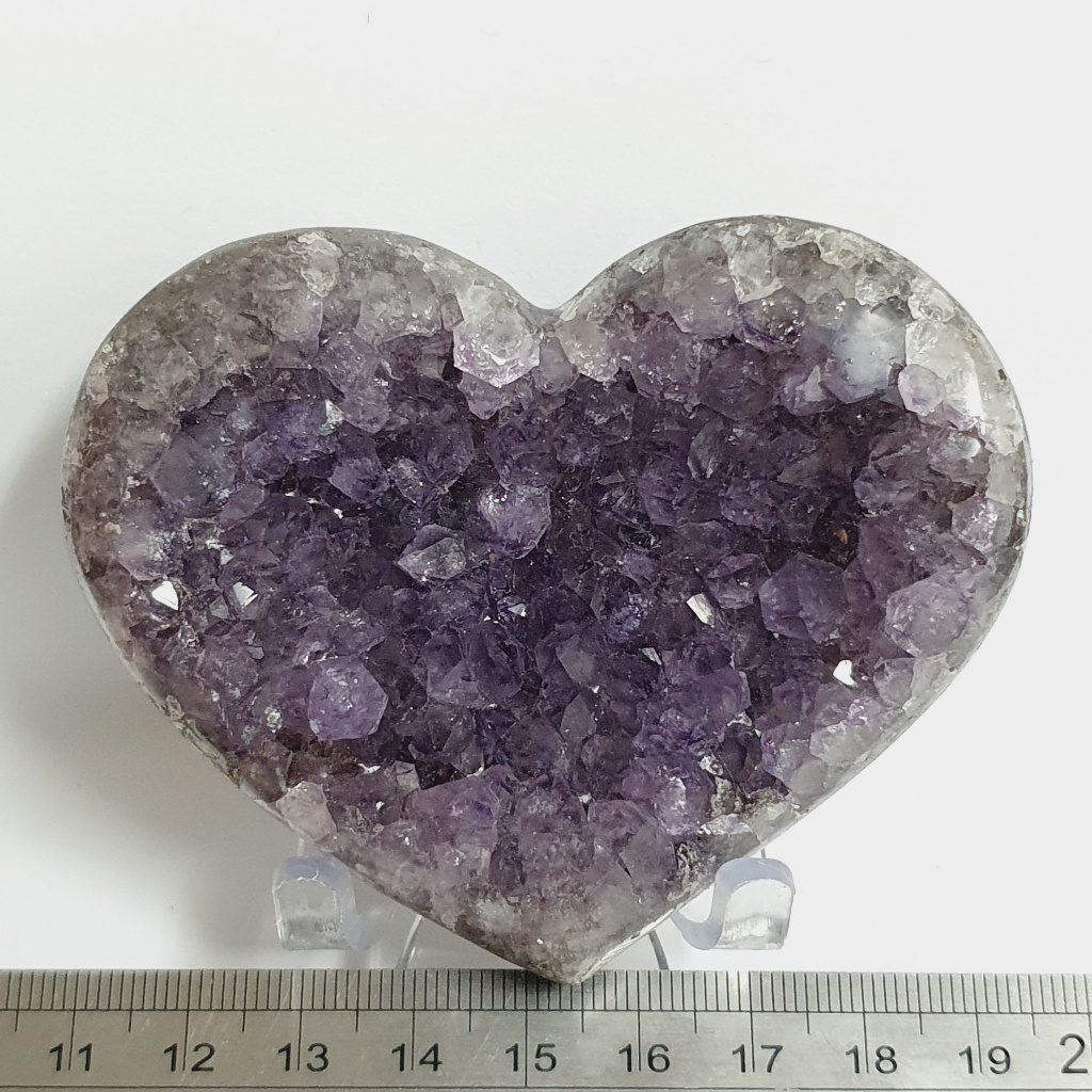 191g 紫水晶 烏拉圭 愛心 +壓克力架 紫晶 水晶 原礦 礦石 收藏 擺飾 禮物