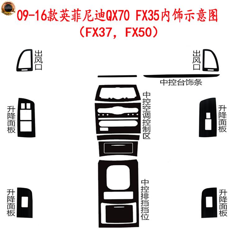 ❤️QX70 FX35 FX37 內裝卡夢貼紙 中控排擋 電動車 儀表出風口 冷氣控制面板 碳纖維改裝 內飾保護貼膜