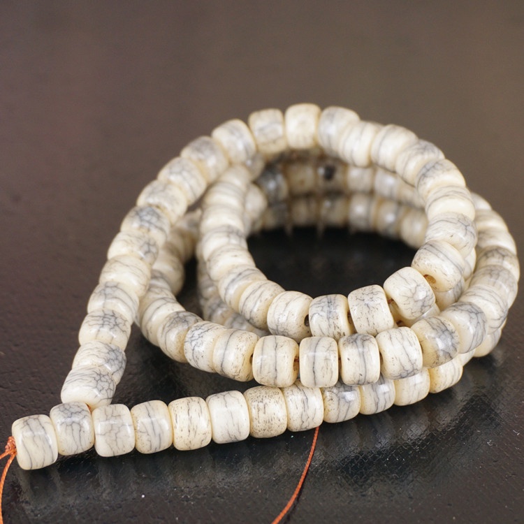 天然 西藏式 老犛牛骨 108顆 手串 佛珠 念珠 未鑲嵌 老型桶珠 老靈骨 手鏈 西藏佛珠 天然手串