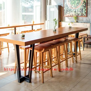 新品 代客組裝 低價美式loft實木吧臺桌椅組合星吧凳高腳桌咖啡廳酒吧餐桌椅高吧臺