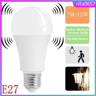 E27 Sensor Radar Light Bulb,7W 12W LED Globe Bulb Light Lamp