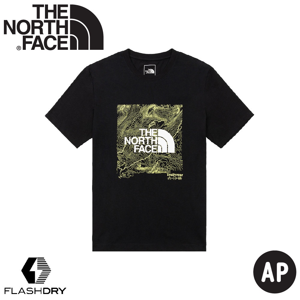 【The North Face 男 LOGO 快乾排汗短T AP《黑》】7WF3/吸濕排汗3D元素印花短袖T恤/運動衫