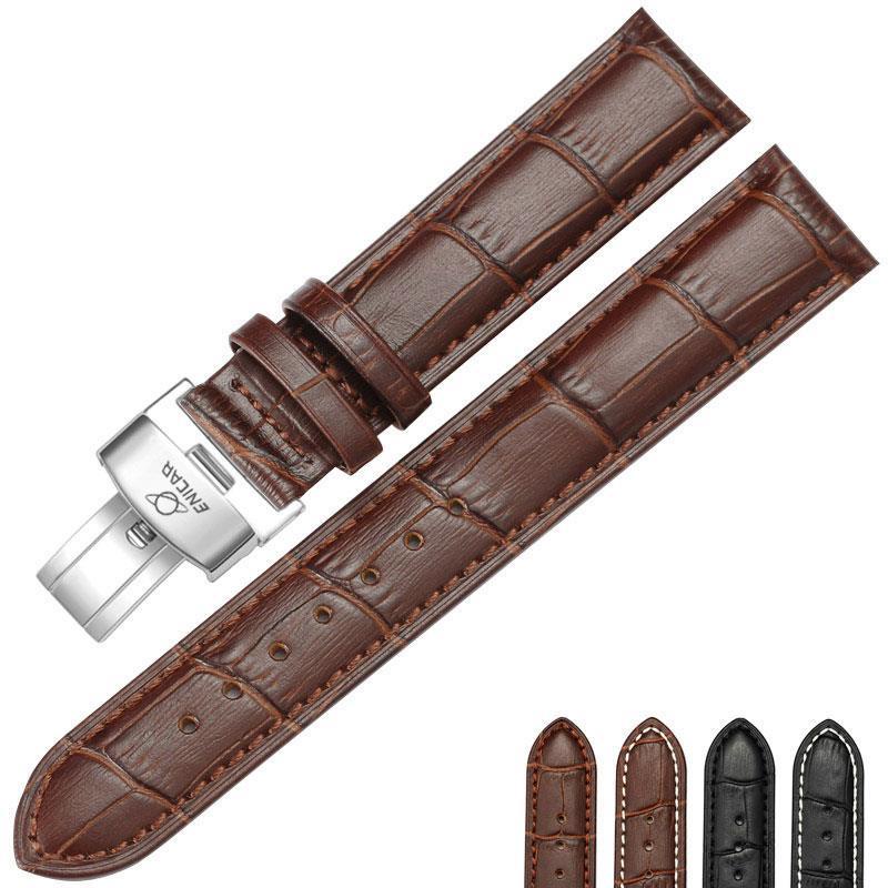 【高品質】英納格真皮錶帶 頭層小牛皮手錶帶 蝴蝶扣男女款 18|20|22mm包郵