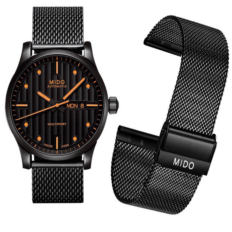 【配工具】美度手錶帶原裝鋼帶男MIDO橙舵手黑色精鋼貝倫賽麗女金屬錶鏈22mm 高品質