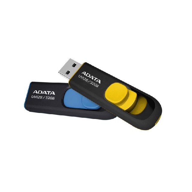 威剛 ADATA UV128 16G 32GB 64G 128G USB3.2行動碟 隨身碟 藍色/黃色 正推伸縮USB