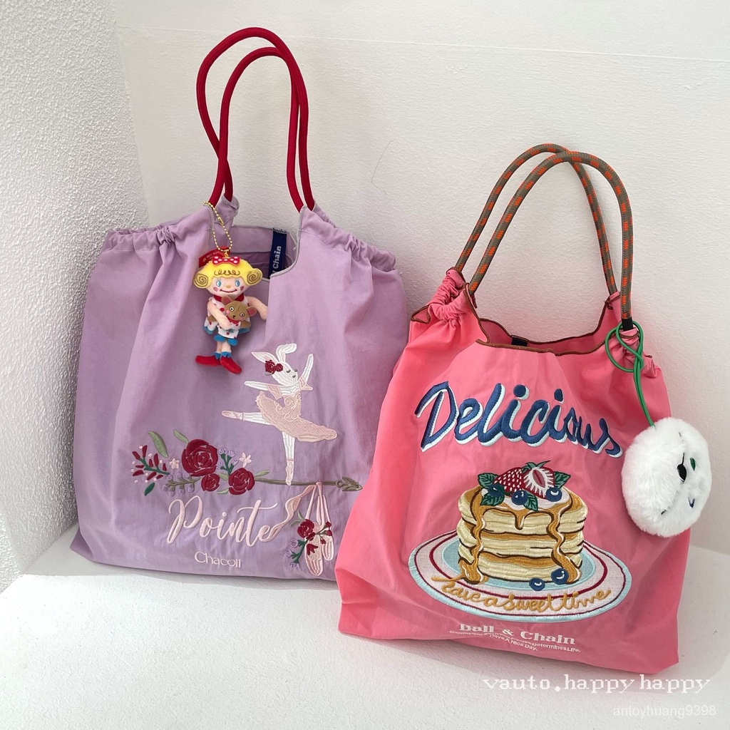 日本chainball  刺繡 購物袋 環保袋 斜挎包 每款LM碼都有 具體請諮詢客服 高圓圓同款