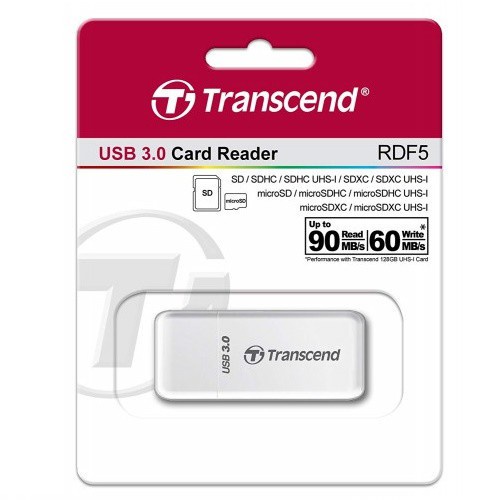 TRANSCEND 創見 TS-RDF5W 讀卡機 F5 USB3.0Card Reader 白色 記憶卡