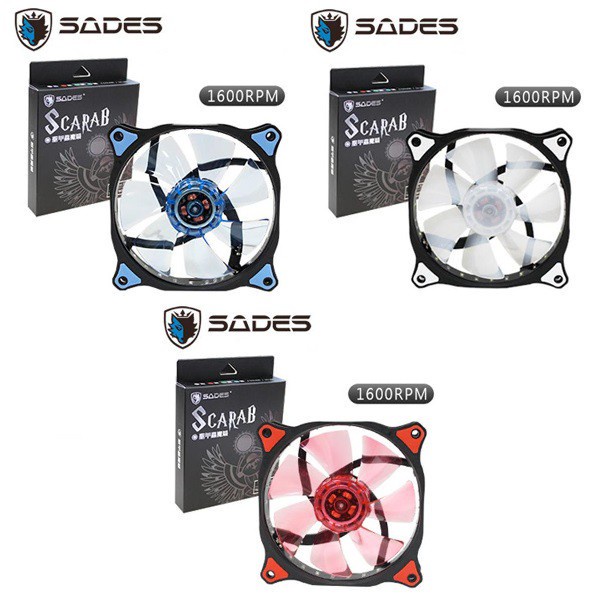 賽德斯 SADES SCARAB 聖甲蟲魔 藍／白／紅 12CM LED 機殼風扇 散熱風扇 大4PIN小3PIN