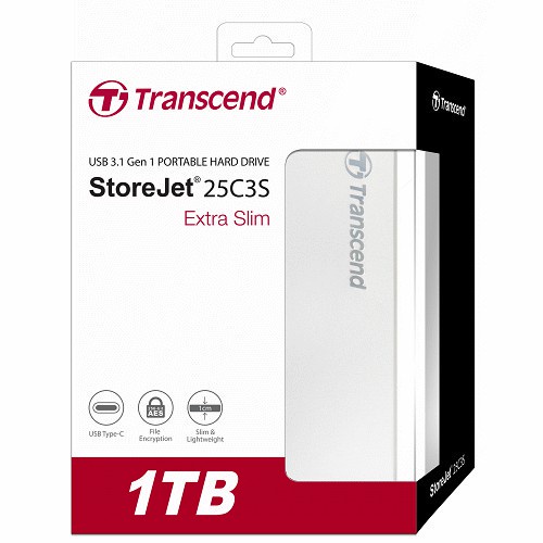 TRANSCEND 創見 StoreJet 25C3S 1TB 2TB 2.5吋 可攜式外接硬碟 銀色 硬碟