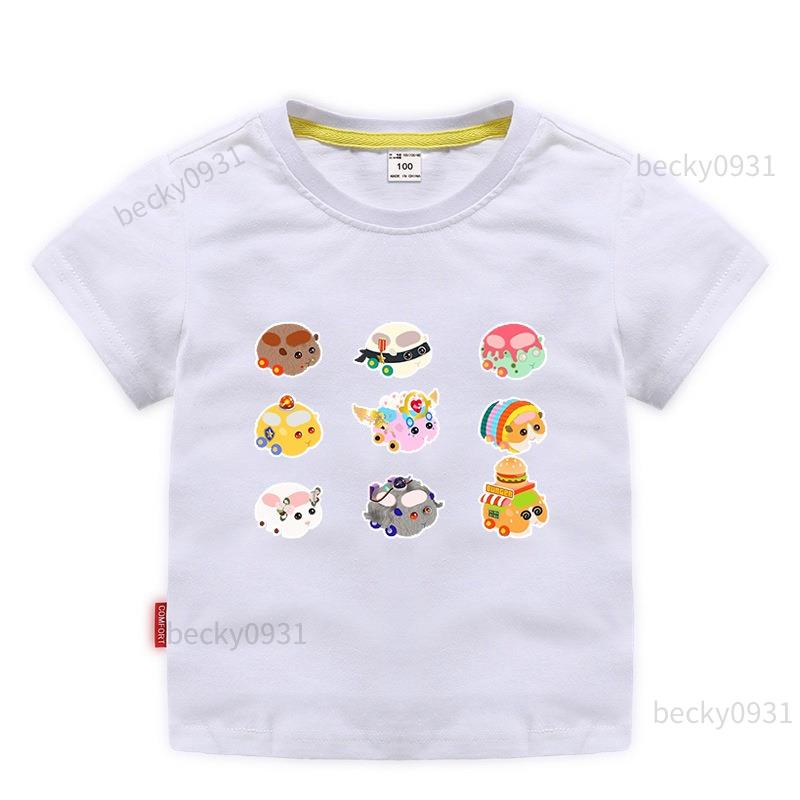 🍧熱銷🍧兒童短袖上衣 卡通天竺鼠車車素色圓領上衣 兒童純棉T恤