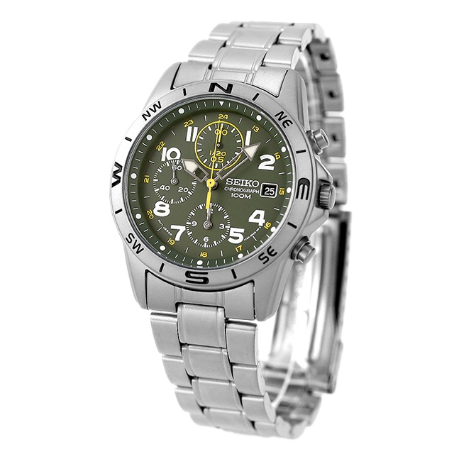 Seiko 精工 手錶 男錶 日期顯示 計時碼表 夜光 不銹鋼錶帶 石英錶 SND377P1