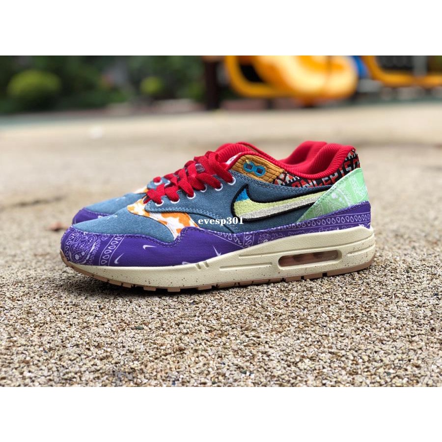 Nike Air Max 1 SPx Concepts 藍紫 牛仔 腰果花 跑步鞋 DN1803-500