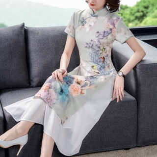 旗袍2023年新款夏改良版連衣裙中國風女裝媽媽高端氣質時尚年輕款