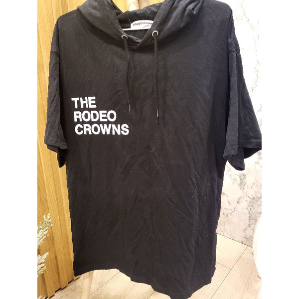 7成新日系Rodeo Crowns黑色連帽Tshirt單一尺寸