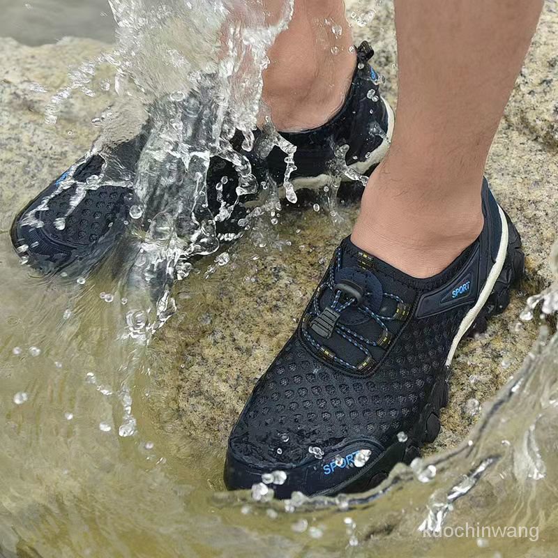 🌟現貨~運動鞋 涉水鞋 洞洞鞋 潛水鞋 登山鞋 沙灘鞋 男網鞋透氣涉水鞋男士運動休閒跑步潮鞋韓版網麵登山佈鞋慢跑鞋 透