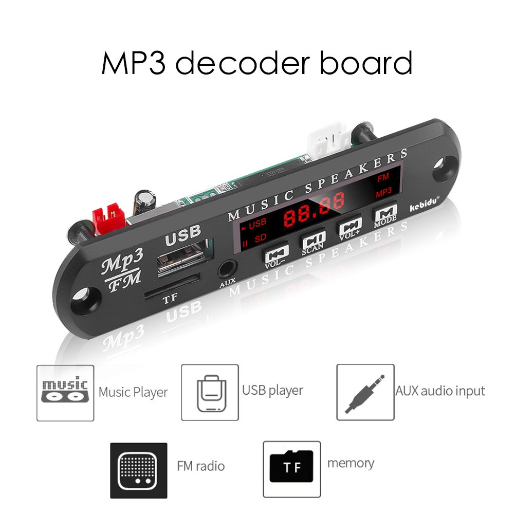 DC 5V 12V MP3 Player Decoder Board USB 3.5MM AUX MP3 Module