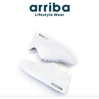 ARRIBA 艾樂跑男鞋 輕量 耐磨防滑 小白鞋 百搭氣墊休閒鞋 運動鞋 白色AB9026