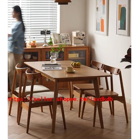 下殺 北歐實木伸縮餐桌 小戶型餐桌椅組合 折疊家用日式原木餐桌 伸縮飯桌