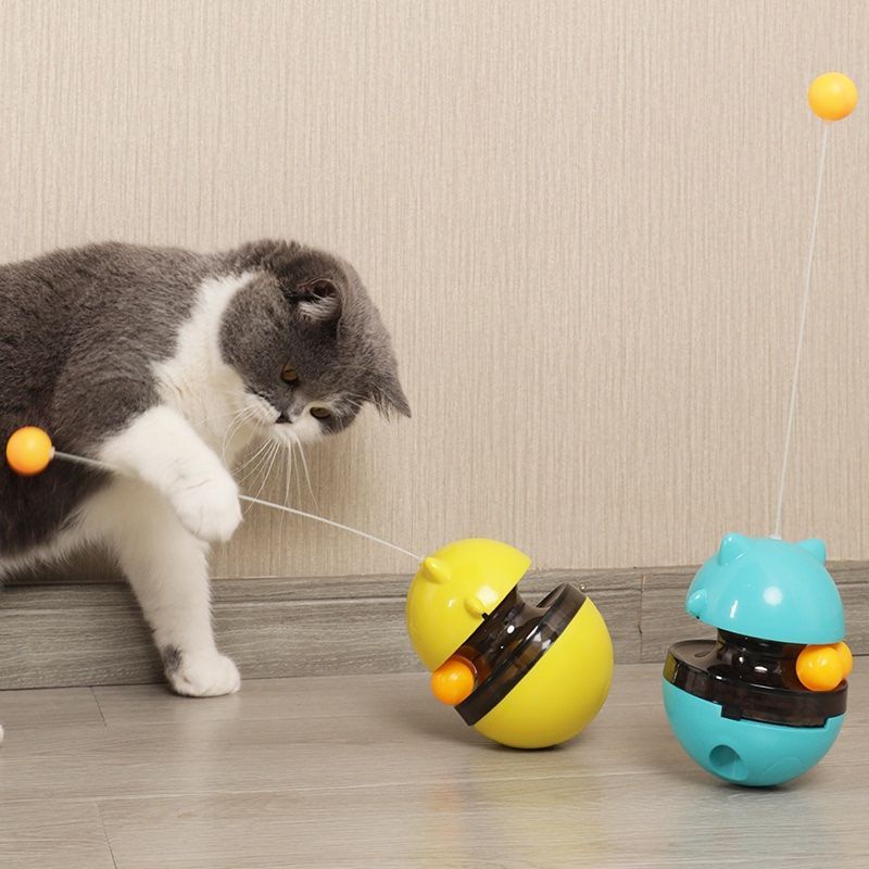 貓咪玩具不倒翁貓咪轉盤玩具漏食球逗貓棒解悶自嗨逗貓神器貓玩具