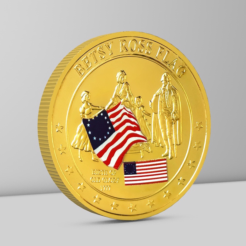 美國金屬把玩小禮品硬幣徽章創意紀念品歷史收藏貝茜羅斯旗金幣
