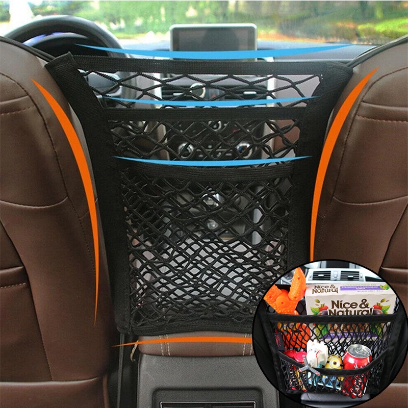 Universal 3-Layer Car Seat Headrest Storage Net Bag / Car Ve