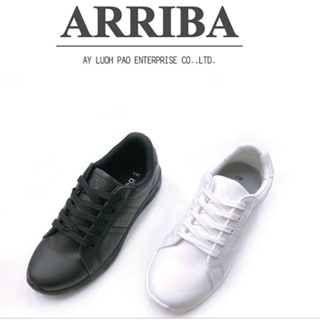 ARRIBA 台灣製造 艾樂跑男鞋 皮資鞋面 止滑透氣休閒鞋 全黑色 AB8092