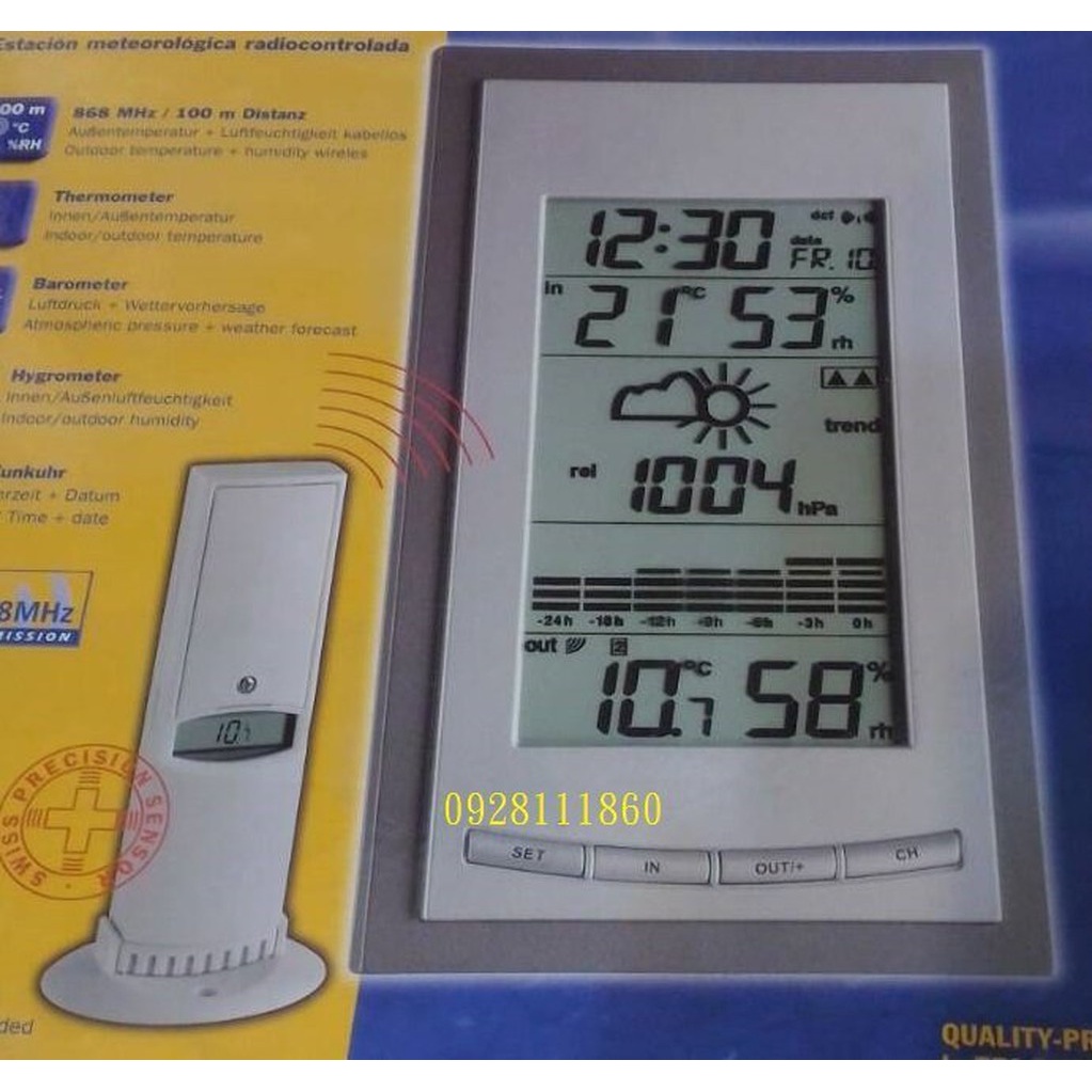德國TFA大氣壓力計無線氣象站DIVA Plus時鐘溫溼度hpa氣象預報A9ST-35107810IT室內室外溫濕度溫度