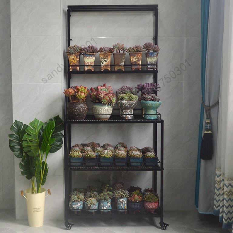 免運#優選#定制 室內陽臺多肉花架可掛補光燈專用多層日式塊根植物架盆栽花盆架子