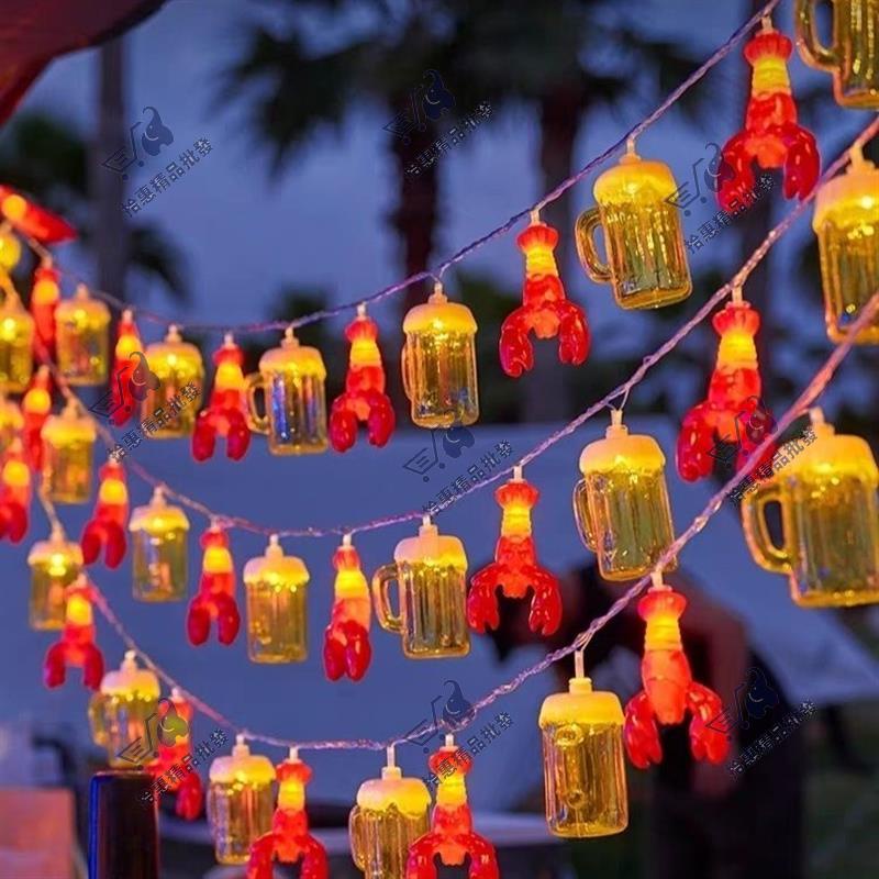 Shenglong燈飾⚡夜市擺攤閃燈小龍蝦燈串地攤飯店氛圍燈USB后備箱發光裝飾燈彩燈