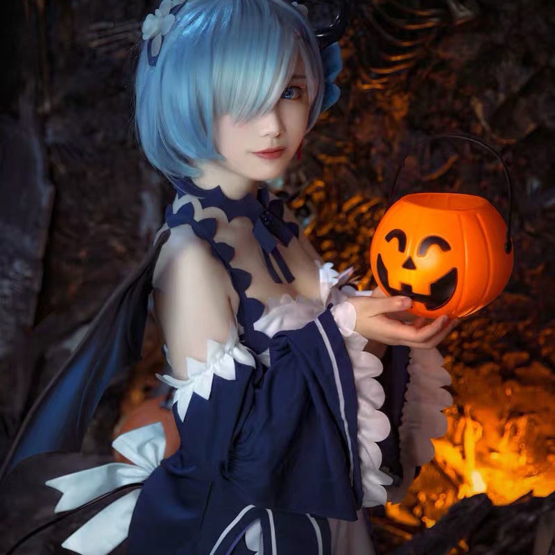 【現貨免運】二次元 從零開始的異世界惡魔蕾姆拉姆女仆裝COSplay萬圣節小惡魔COS服 角色扮演服裝 動漫周邊 表演服