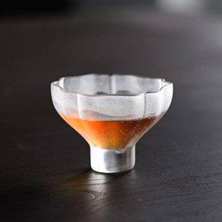 高足 水晶玻璃 茶杯 磨砂琉璃 主人杯 創意蓮花 品茗杯 功夫茶具 小盞 泡茶專用