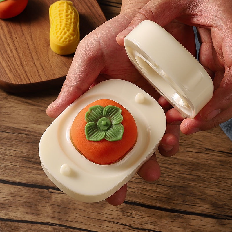 RoroHanaの 好柿花生月餅模具家用壓花國風50克手按壓式廣式冰皮柿子綠豆糕點